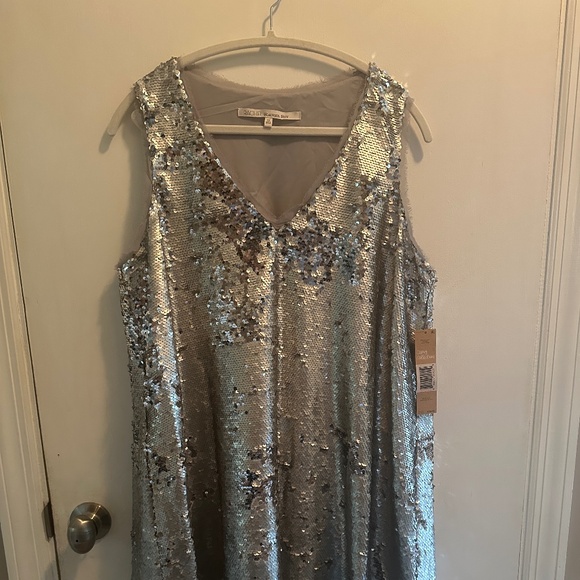 Silver Sequin A-frame dress - Picture 1 of 5